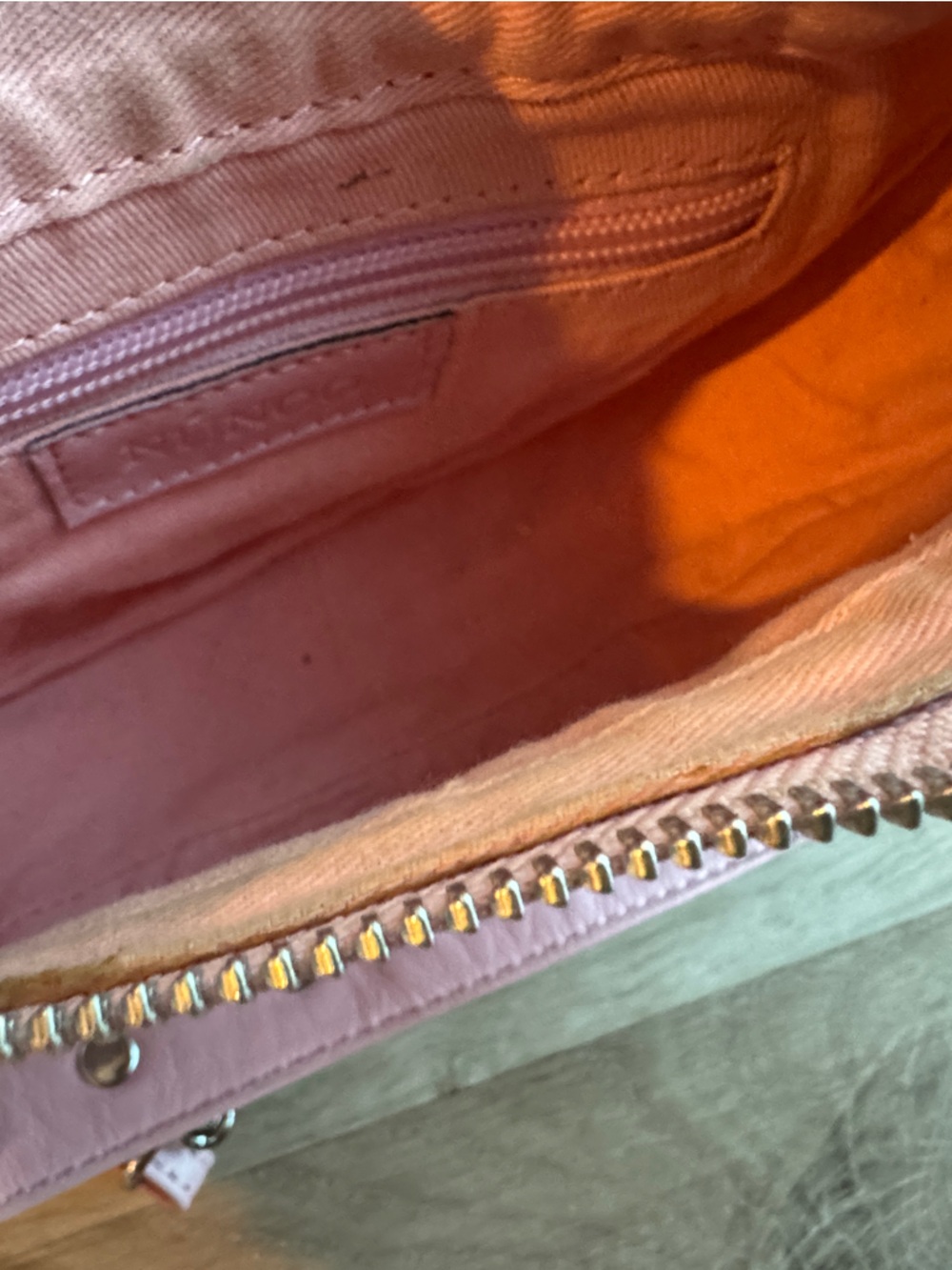Núnoo Pluto Rivet Silky Pink Leather Crescent Studded Shoulder Bag Y2K - Picture 10 of 13